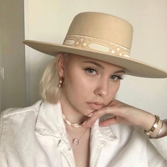 Lack Of Color Accessories - LACK OF COLOR LOC SIERRA BOATER HAT CREAM GOLD VINTAGE RIBBON FREE PEOPLE WIDE